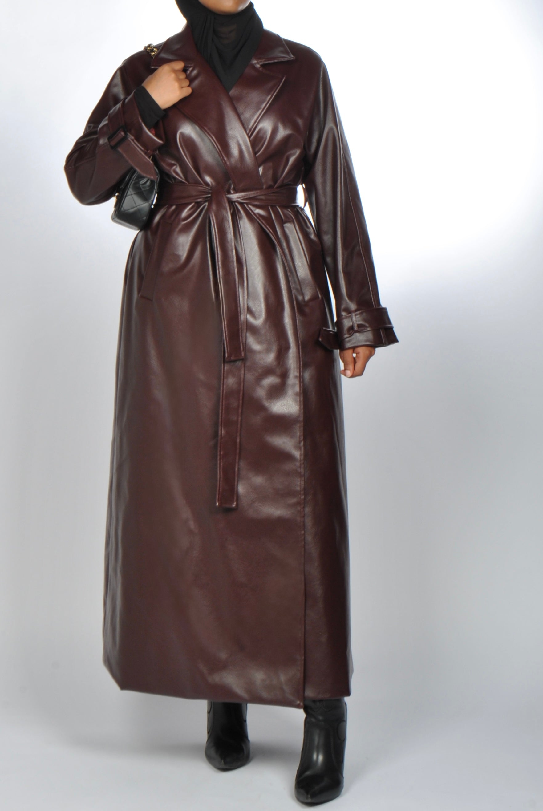 Burgundy leather maxi