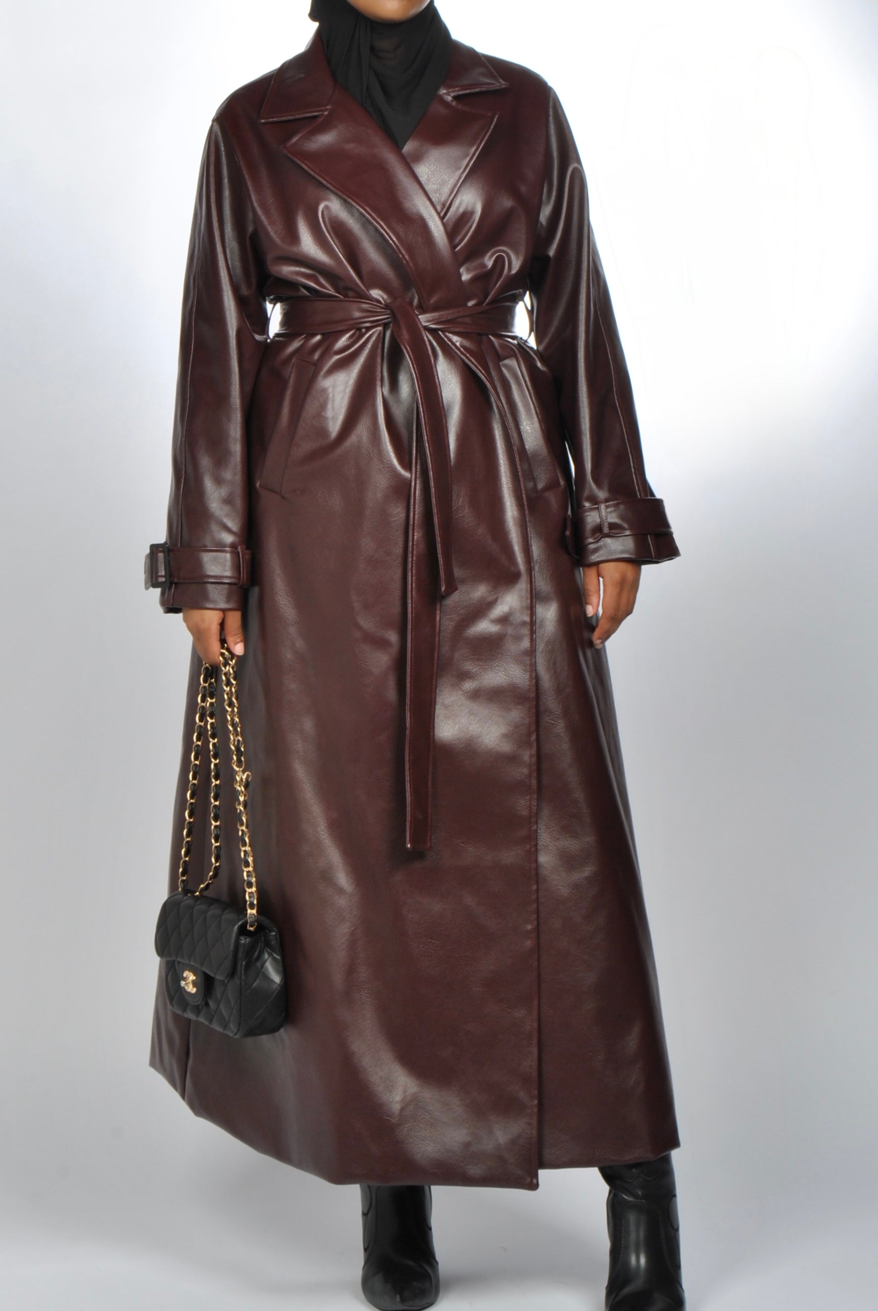 Burgundy leather maxi