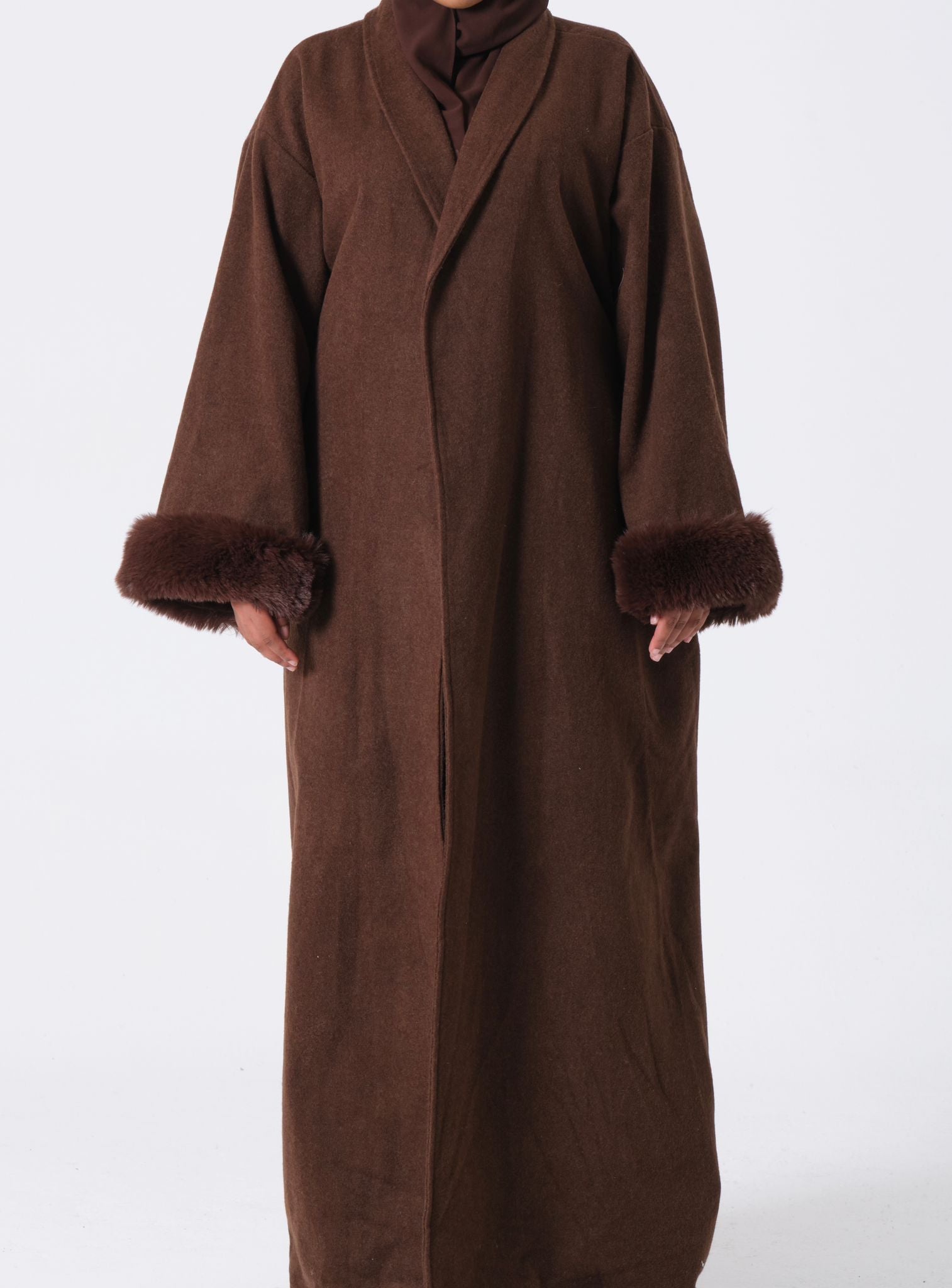 Brown fur abaya