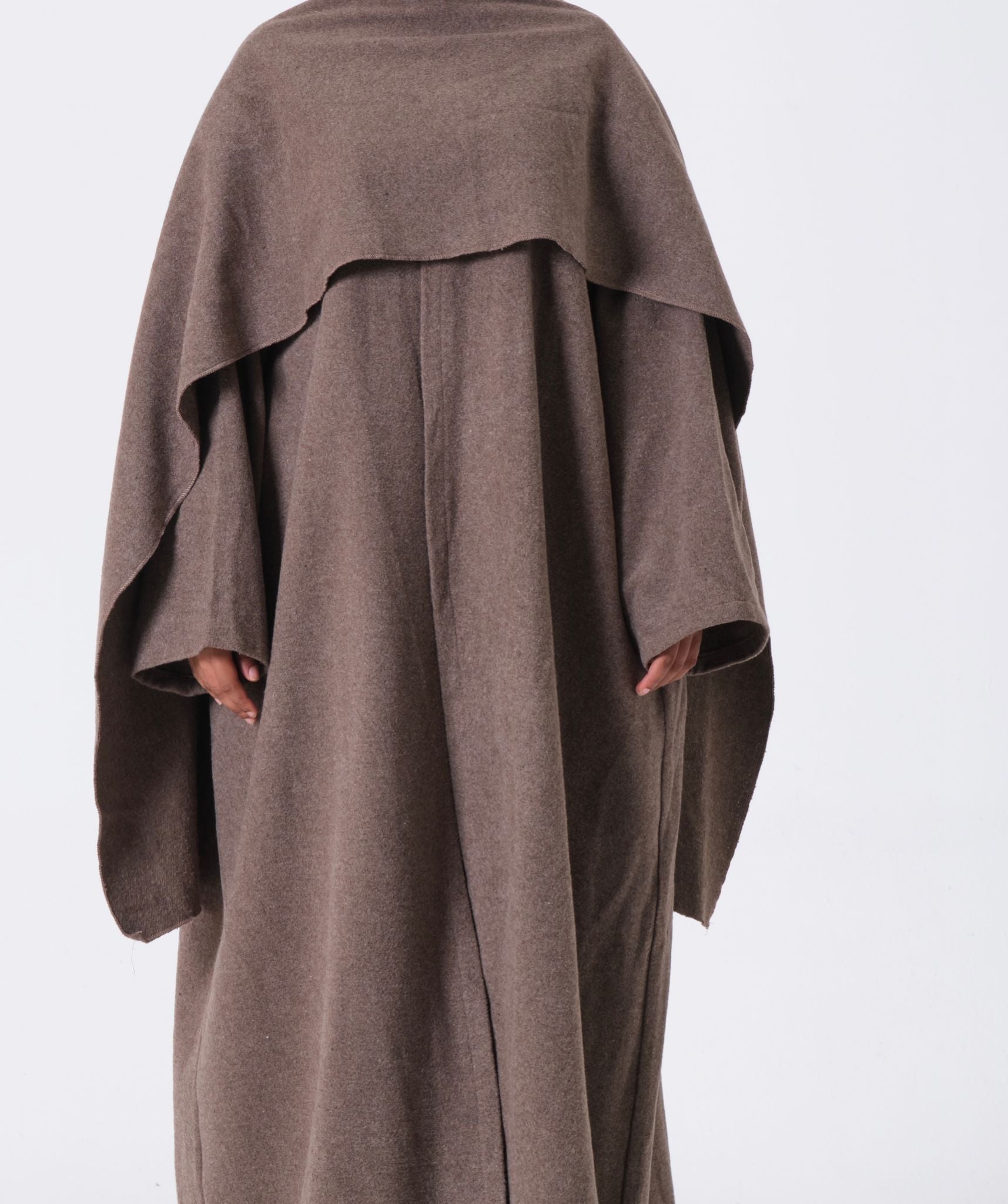 Taupe abaya coat with scarf