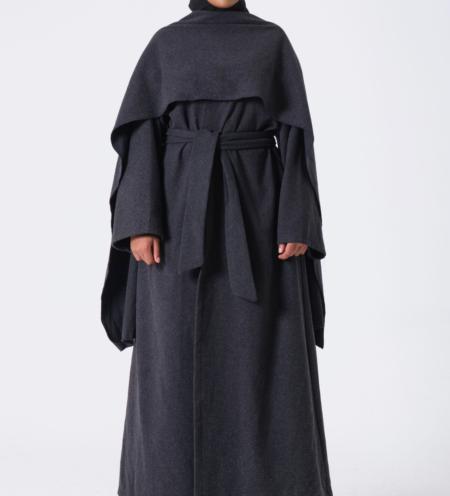 Grey abaya coat with scarf