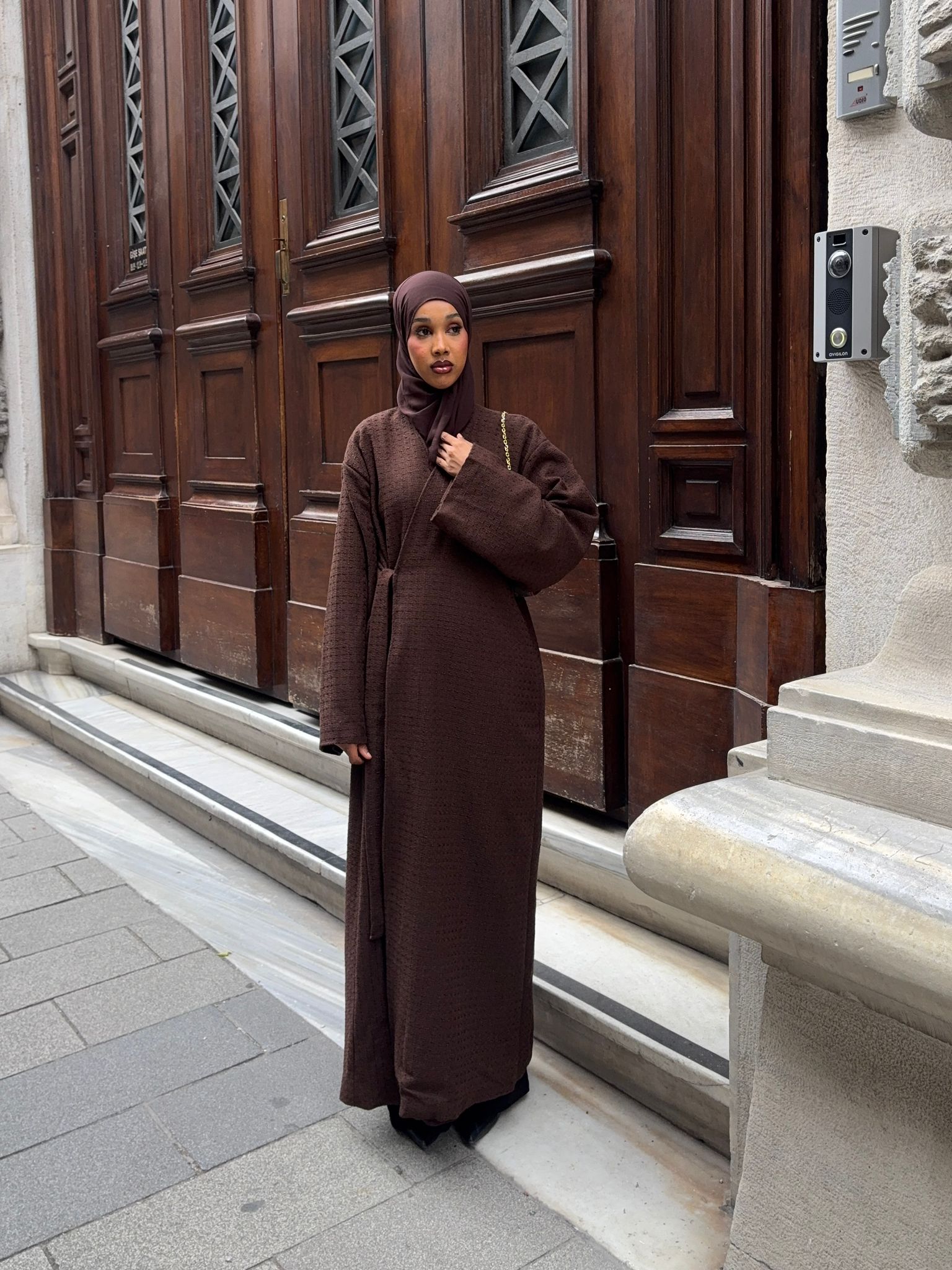 Brown tweed abaya