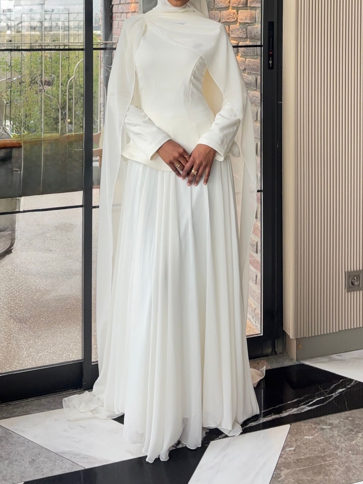 Light cream evening dress