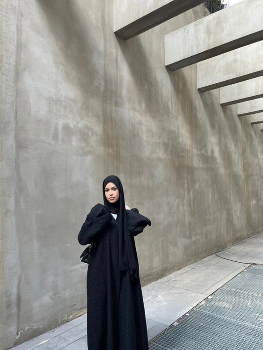 Black tweed abaya