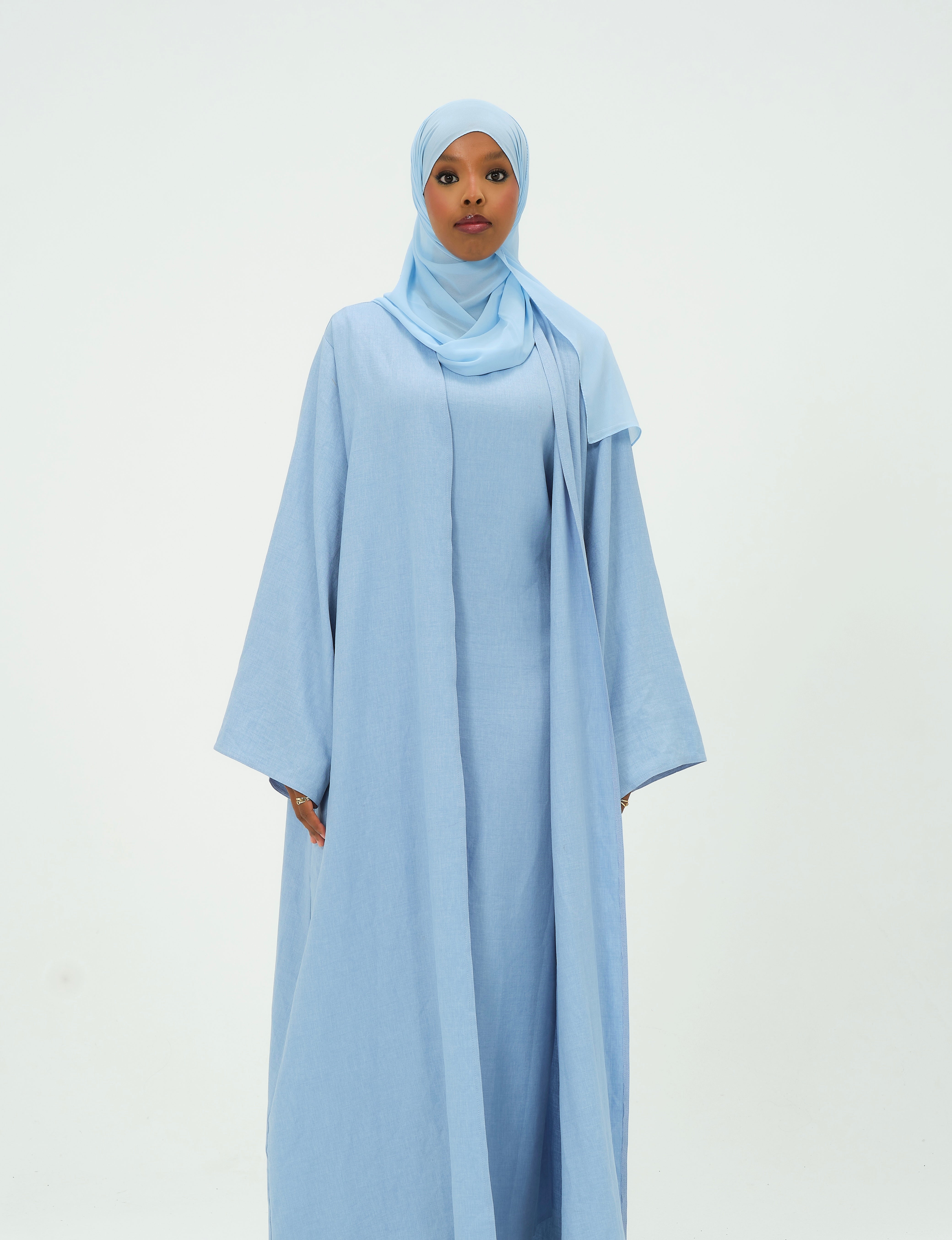 Blue two piece summer abaya