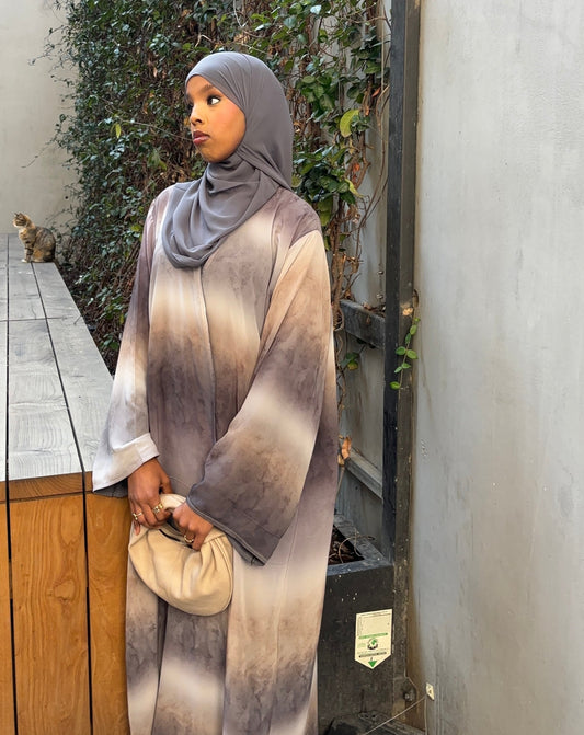 Grey printed abaya