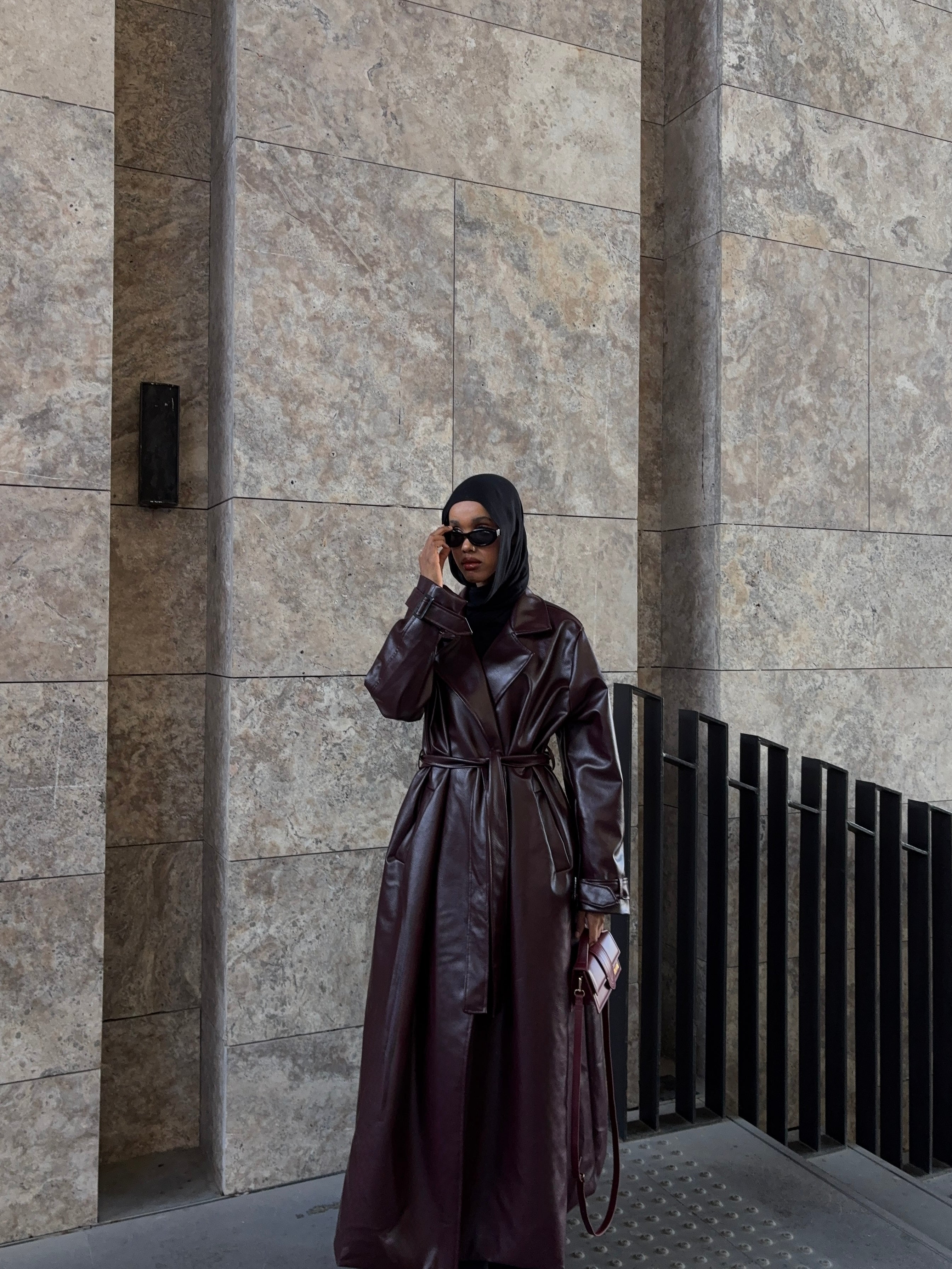 Burgundy leather maxi