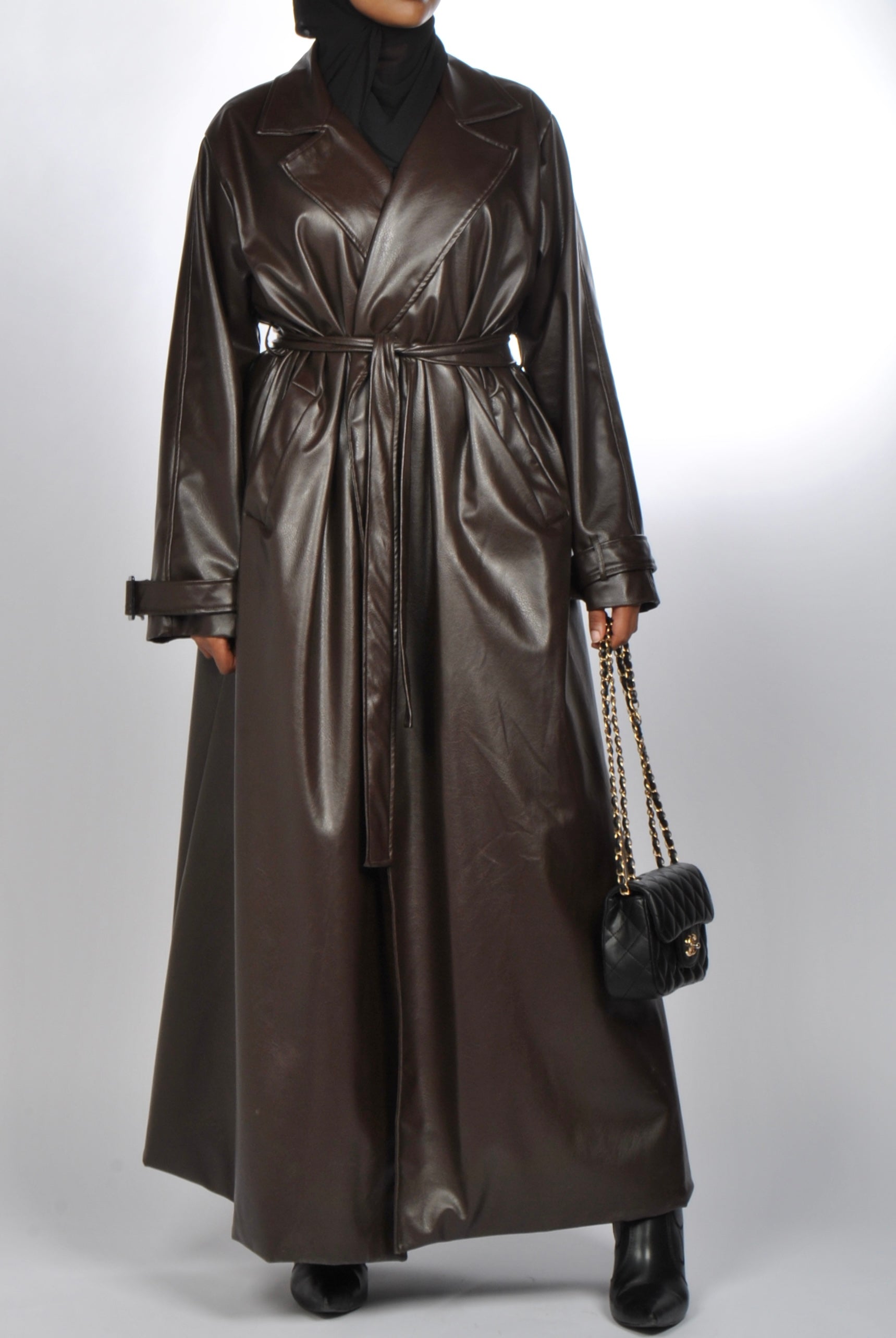 Brown leather maxi
