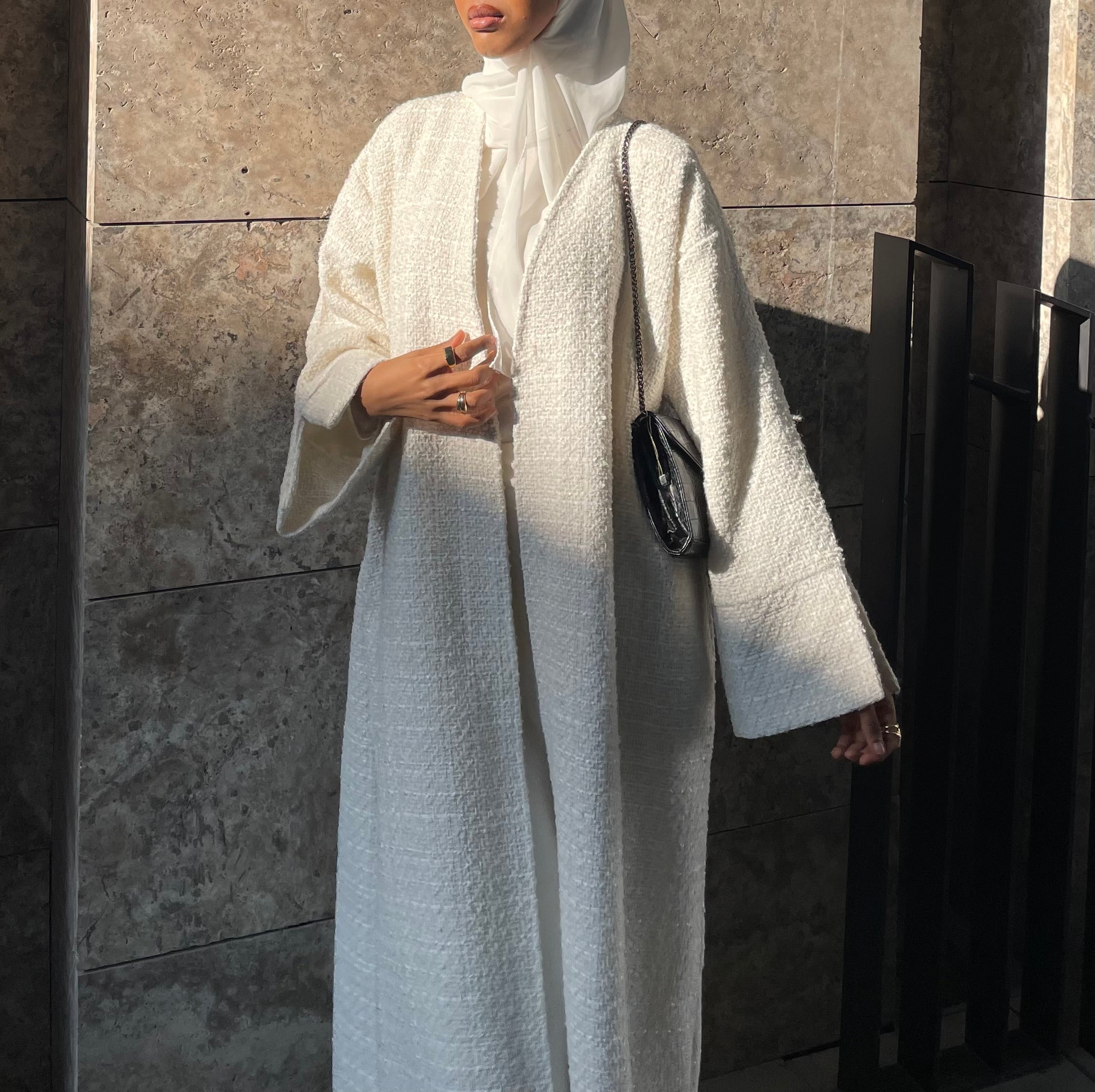 Cream tweed abaya
