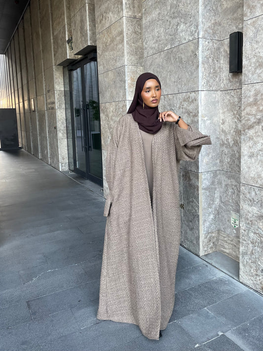 Nude tweed Abaya
