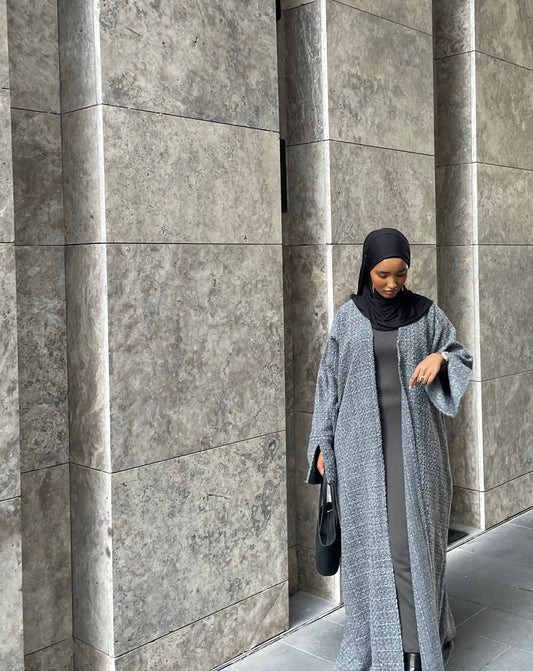 Grey Tweed abaya