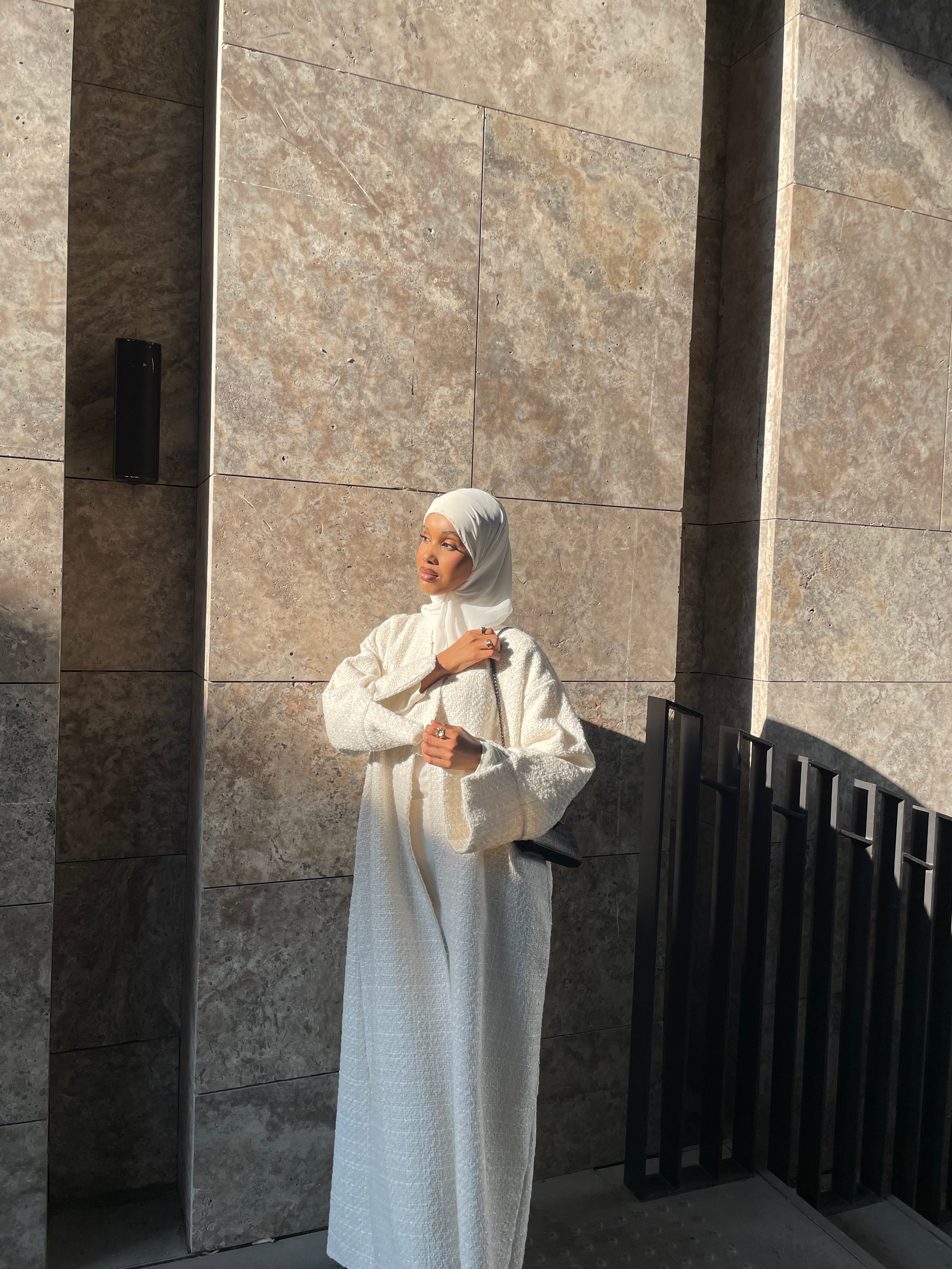 Cream tweed abaya
