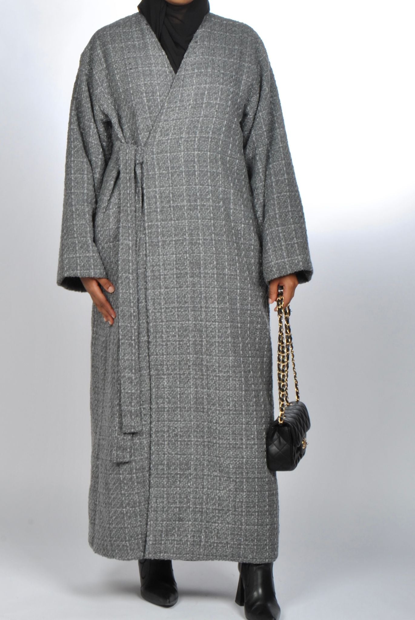 Grey tweed abaya