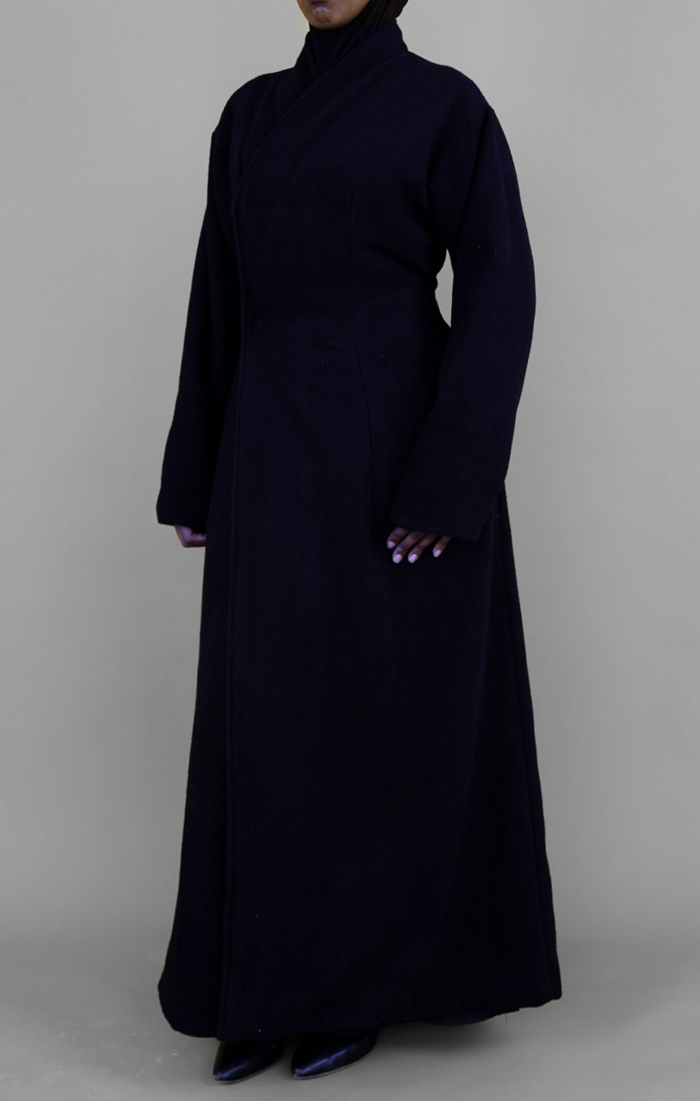 Black Adjustable Tie Abaya Coat