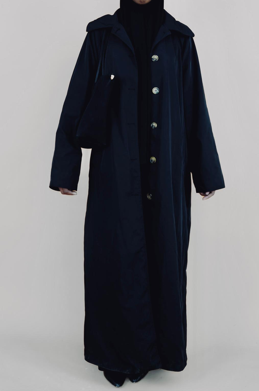 Black Maxi Trench Abaya Coat