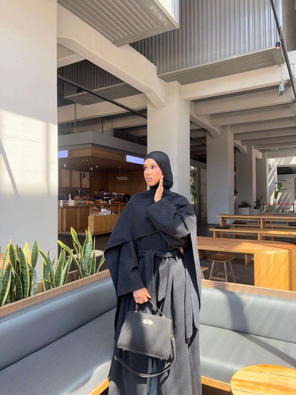 BLACK ABAYA COAT WITH A SCARF