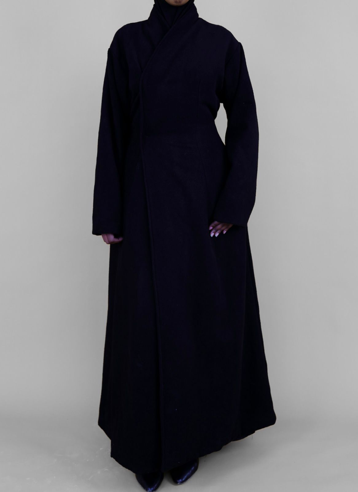 Black Adjustable Tie Abaya Coat
