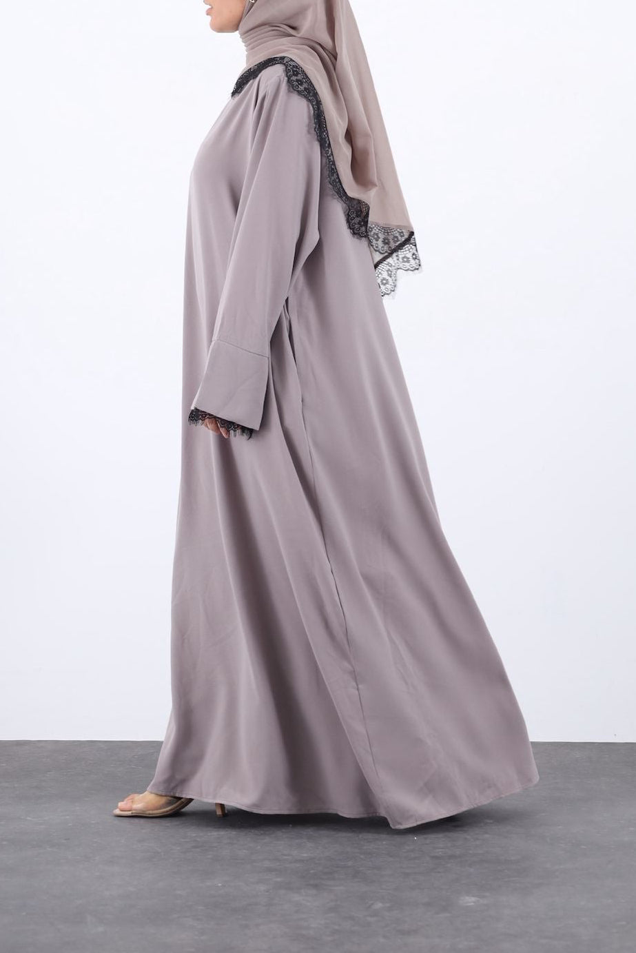 Crepe Abaya Set-MUSHROOM TAUPE