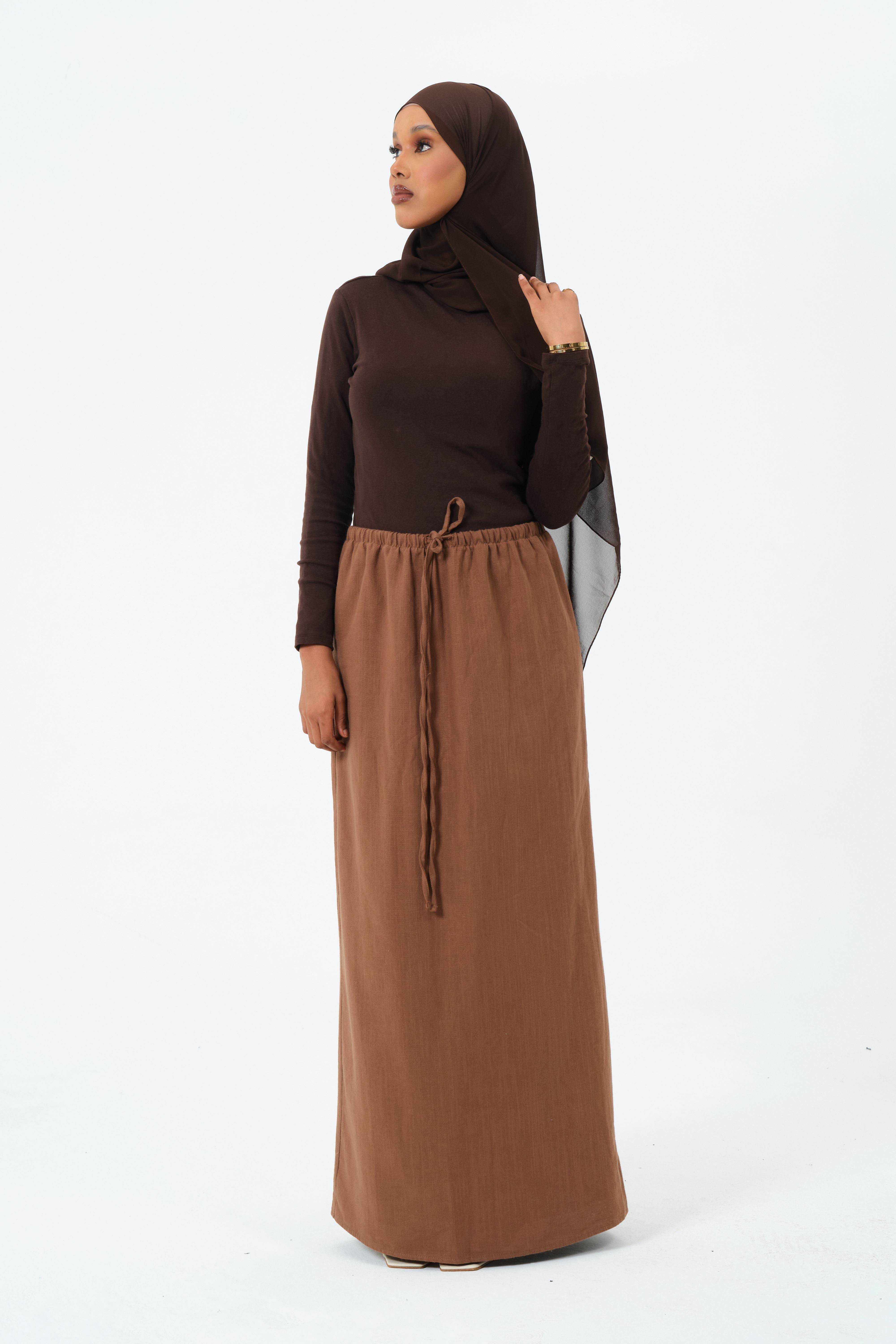 brown cotton abaya set